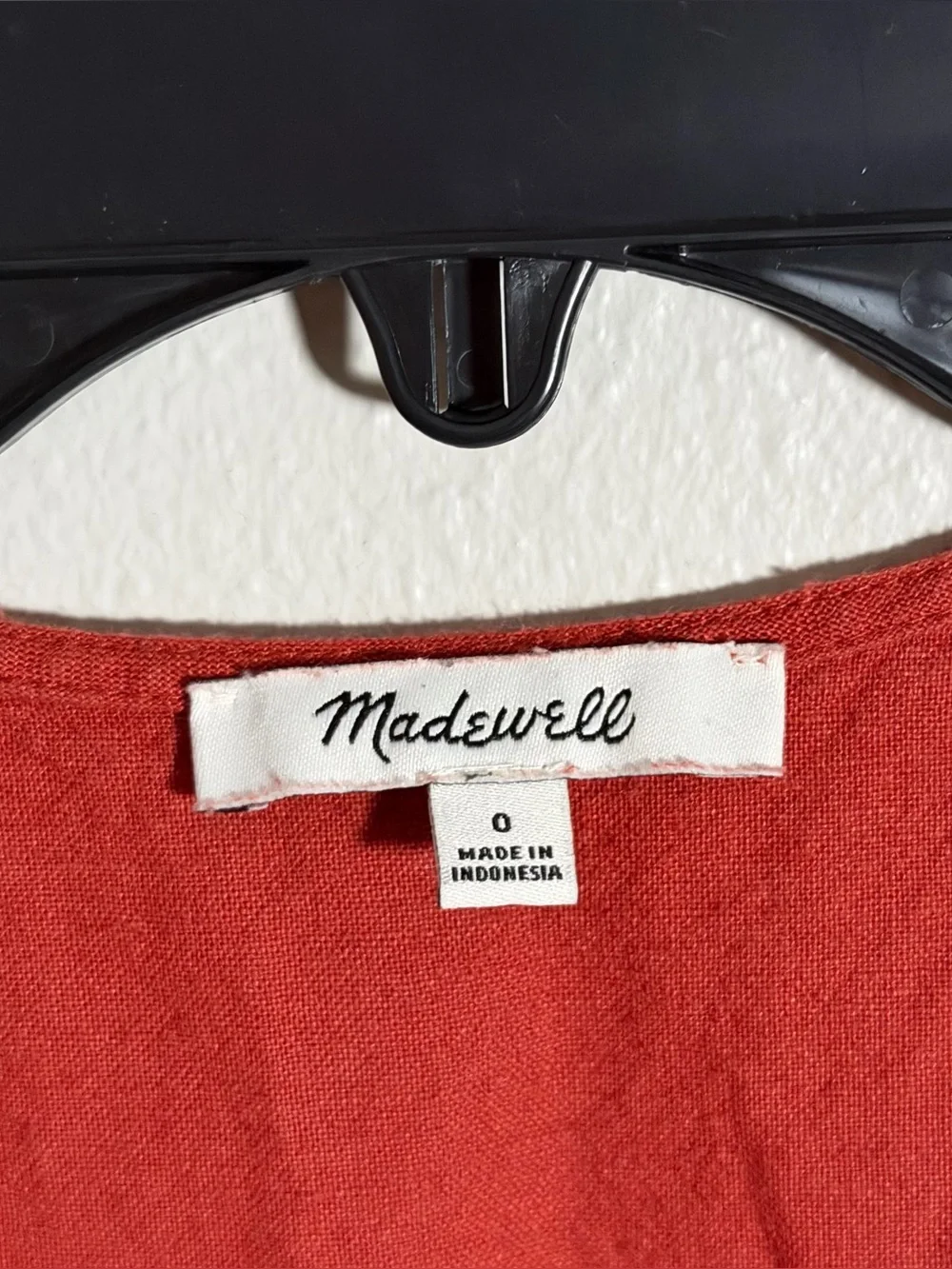 Madewell Women Linen-Cotton Button Front Pleat Sleeve Jumpsuit Orange/Red size 0